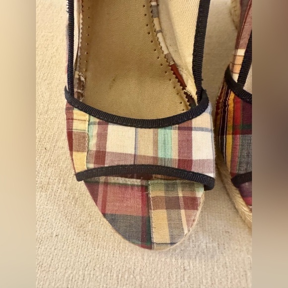 J CREW Womens Madras Plaid High Heel Slingback Espadrilles, Size 6 - Picture 5 of 10
